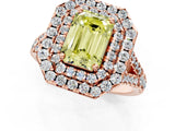 Rose gold Double Halo Fancy Yellow Emerald  Cut Pave Split Shank Prong Set Ring_16