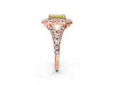 Rose gold Double Halo Fancy Yellow Emerald  Cut Pave Split Shank Prong Set Ring_17