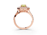 Rose gold Double Halo Fancy Yellow Emerald  Cut Pave Split Shank Prong Set Ring_18