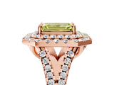 Rose gold Double Halo Fancy Yellow Emerald  Cut Pave Split Shank Prong Set Ring_20