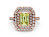 Rose gold Double Halo Fancy Yellow Emerald  Diamond Pave Band with Four-Prong Setting_43