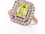 Rose gold Double Halo Fancy Yellow Emerald  Diamond Pave Band with Four-Prong Setting_44