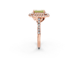 Rose gold Double Halo Fancy Yellow Emerald  Diamond Pave Band with Four-Prong Setting_45