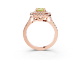 Rose gold Double Halo Fancy Yellow Emerald  Diamond Pave Band with Four-Prong Setting_46