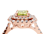 Rose gold Double Halo Fancy Yellow Emerald  Diamond Pave Band with Four-Prong Setting_47