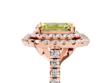 Rose gold Double Halo Fancy Yellow Emerald  Diamond Pave Band with Four-Prong Setting_48