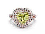 Rose gold Double Halo Fancy Yellow Heart Cut Diamond Split Shank Engagement Ring with Four-Prong Setting_3