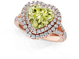 Rose gold Double Halo Fancy Yellow Heart Cut Diamond Split Shank Engagement Ring with Four-Prong Setting_4