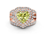 Rose gold Double Halo Fancy Yellow Heart Cut Diamond Split Shank Pave Set Ring_3