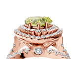 Rose gold Double Halo Fancy Yellow Heart Cut Diamond Split Shank Pave Set Ring_7