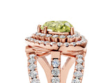 Rose gold Double Halo Fancy Yellow Heart Cut Diamond Split Shank Pave Set Ring_8