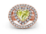 Rose gold Double Halo Fancy Yellow Heart Cut Diamond Split Shank Prong Setting Ring