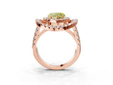 Rose gold Double Halo Fancy Yellow Heart Cut Diamond Split Shank Prong Setting Ring_3