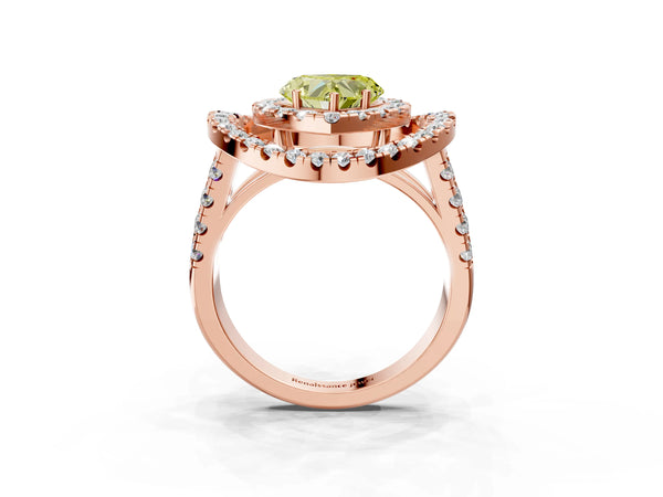 Rose Gold Heart-Shaped Halo Engagement Ring Setting for Fancy Yellow Center - Design RJ-762