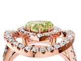 Rose gold Double Halo Fancy Yellow Heart Cut Diamond Split Shank Prong Setting Ring_4