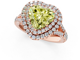 Rose gold Double Halo Fancy Yellow Heart  Cut Diamond Split Shank Ring with Four Prong Setting_21
