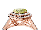 Rose gold Double Halo Fancy Yellow Heart  Cut Diamond Split Shank Ring with Four Prong Setting_24