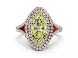 Rose gold Double Halo Fancy Yellow Marquise -Shaped Split Shank Diamond Ring with Prong Setting_15