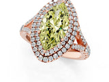 Rose gold Double Halo Fancy Yellow Marquise -Shaped Split Shank Diamond Ring with Prong Setting_16