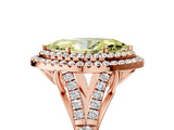 Rose gold Double Halo Fancy Yellow Marquise -Shaped Split Shank Diamond Ring with Prong Setting_20