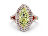 Rose gold Double Halo Fancy Yellow Marquise Cut Diamond Split Shank Engagement Ring with Four-Prong Setting_3