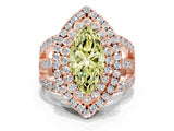 Rose gold Double Halo Fancy Yellow Marquise Cut Diamond Split Shank Pave Set Ring_3
