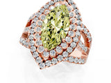 Rose gold Double Halo Fancy Yellow Marquise Cut Diamond Split Shank Pave Set Ring_4