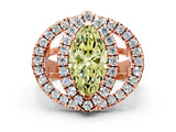 Rose gold Double Halo Fancy Yellow Marquise Cut Diamond Split Shank Prong Setting Ring