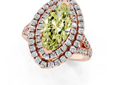 Rose gold Double Halo Fancy Yellow Marquise  Cut Pave Split Shank Prong Set Ring_16