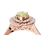 Rose gold Double Halo Fancy Yellow Marquise  Cut Pave Split Shank Prong Set Ring_19