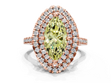 Rose gold Double Halo Fancy Yellow Marquise  Diamond Pave Band with Four-Prong Setting_18
