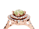 Rose gold Double Halo Fancy Yellow Marquise  Diamond Pave Band with Four-Prong Setting_22