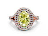 Rose gold Double Halo Fancy Yellow Oval Cut Diamond Split Shank Engagement Ring with Four-Prong Setting_3