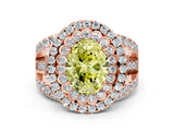 Rose gold Double Halo Fancy Yellow Oval Cut Diamond Split Shank Pave Set Ring_3