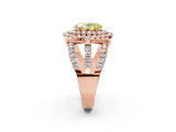 Rose gold Double Halo Fancy Yellow Oval Cut Diamond Split Shank Pave Set Ring_5