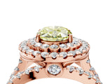 Rose gold Double Halo Fancy Yellow Oval Cut Diamond Split Shank Pave Set Ring_7