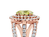 Rose gold Double Halo Fancy Yellow Oval Cut Diamond Split Shank Pave Set Ring_8