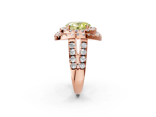 Rose Gold Oval Halo Engagement Ring Setting for Fancy Yellow Center - Design RJ-762