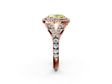 Rose gold Double Halo Fancy Yellow Oval  Cut Diamond Split Shank Ring with Four Prong Setting_22