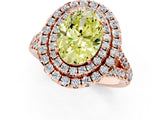 Rose gold Double Halo Fancy Yellow Oval  Cut Pave Split Shank Prong Set Ring_16