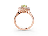 Rose gold Double Halo Fancy Yellow Oval  Cut Pave Split Shank Prong Set Ring_18