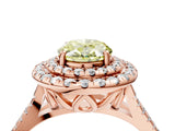 Rose gold Double Halo Fancy Yellow Oval  Cut Pave Split Shank Prong Set Ring_19