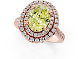 Rose gold Double Halo Fancy Yellow Oval  Diamond Pave Band with Four-Prong Setting_40