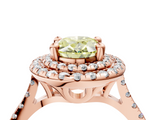 Rose gold Double Halo Fancy Yellow Oval  Diamond Pave Band with Four-Prong Setting_43