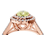 Rose gold Double Halo Fancy Yellow Pear -Shaped Split Shank Diamond Ring with Prong Setting_19