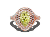 Rose gold Double Halo Fancy Yellow Pear Cut Diamond Split Shank Engagement Ring with Four-Prong Setting_3