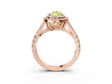 Rose gold Double Halo Fancy Yellow Pear Cut Diamond Split Shank Engagement Ring with Four-Prong Setting_6