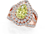 Rose gold Double Halo Fancy Yellow Pear Cut Diamond Split Shank Pave Set Ring_4
