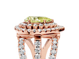 Rose gold Double Halo Fancy Yellow Pear Cut Diamond Split Shank Pave Set Ring_8