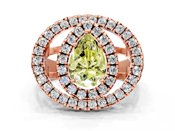 Rose Gold Pear-Shaped Halo Engagement Ring Setting for Fancy Yellow Center - Design RJ-762